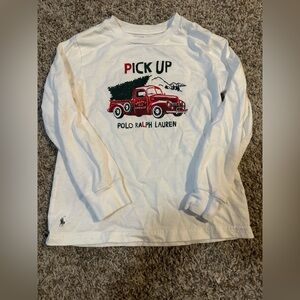 Polo Ralph Lauren Boys White Long Sleeve 'Pick Up' Truck Graphic Tee Size 6